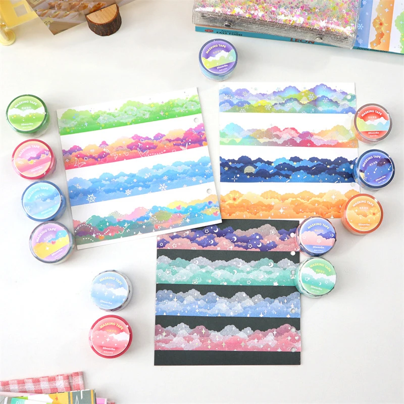 

5M Color Clouds Star Washi Masking Tape Scrapbooking Journal Decorative Adhesive Tape DIY Diary Album Aesthetics Stationery