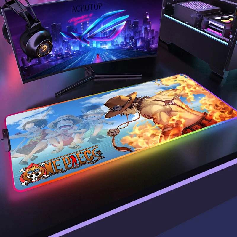 

One Piece Large Mouse Pad RGB Desk Mat With Backlit Gaming Mouse Pad Gamer XXL Mause Pads LED Mousepad For PC Mice Keyboard