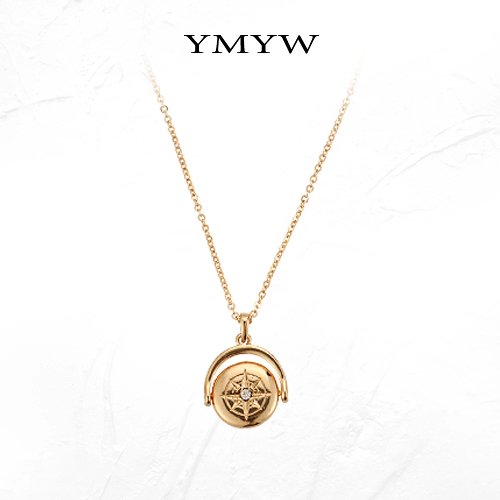 YMYW корейские трендовые круглые стразы с украшением Длинные ожерелья золотыми