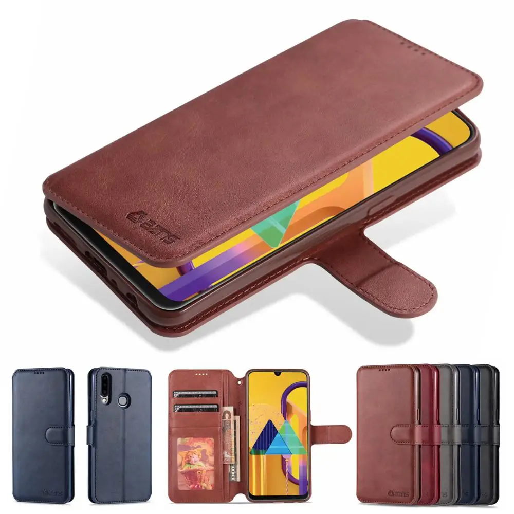 Ретро кожаный чехол с откидной магнитной крышкой и подставкой для samsung A71 A51 A81 A91 A21