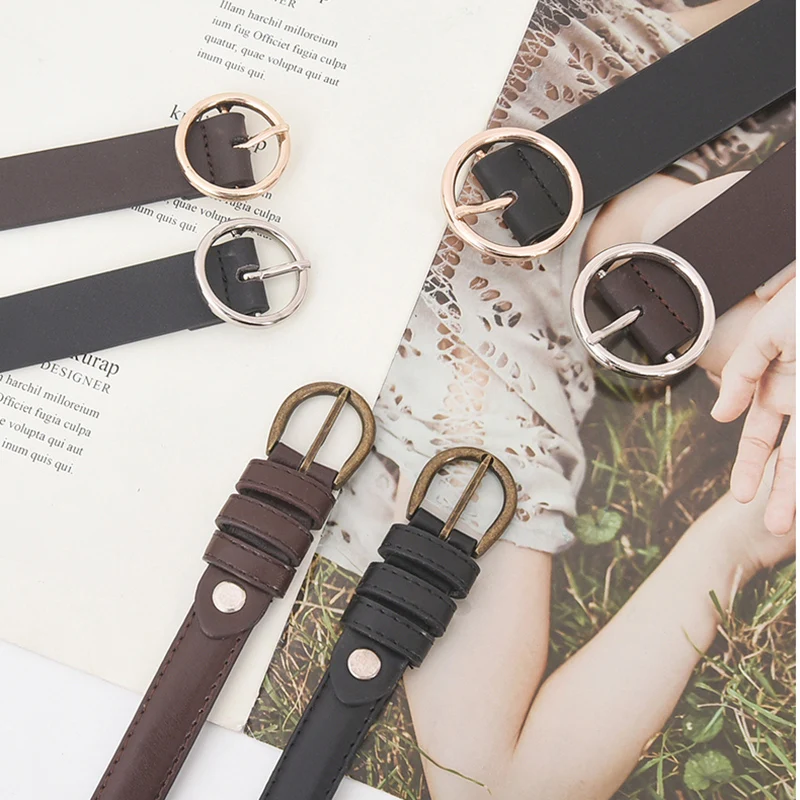 Женский ремень с простой пряжкой в стиле ретро высокое качество тонкий из