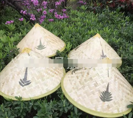 

5 шт./лот китайская Ретро бамбуковая ротанговая Рыбацкая шляпа ручной работы плетеная Панама туристическая шляпа от дождя