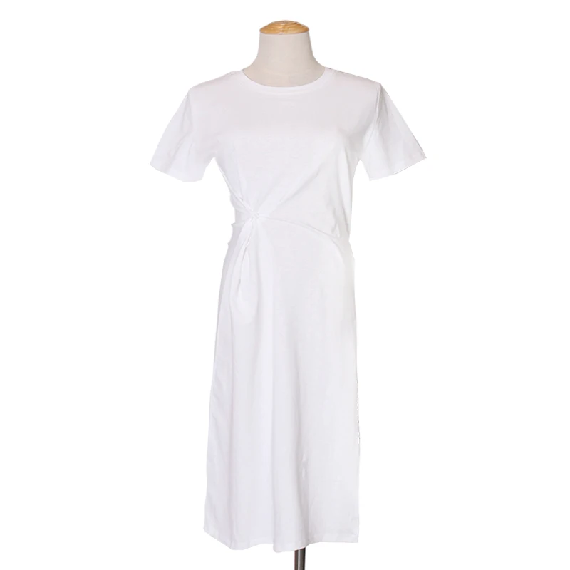 

SISPELL Side Slit Ruched For Female T-shirt O Neck Short Sleeve Hihg Waist Slmming Asymmetric Women's Casual T-shirt 2020 New