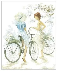 Più alto Cotone di ALTA qualità Contati Punto Croce Kit Ragazze sulla Bicicletta Della Bici Lanarte 33788 Twee meisjes incontrato twee fietsen