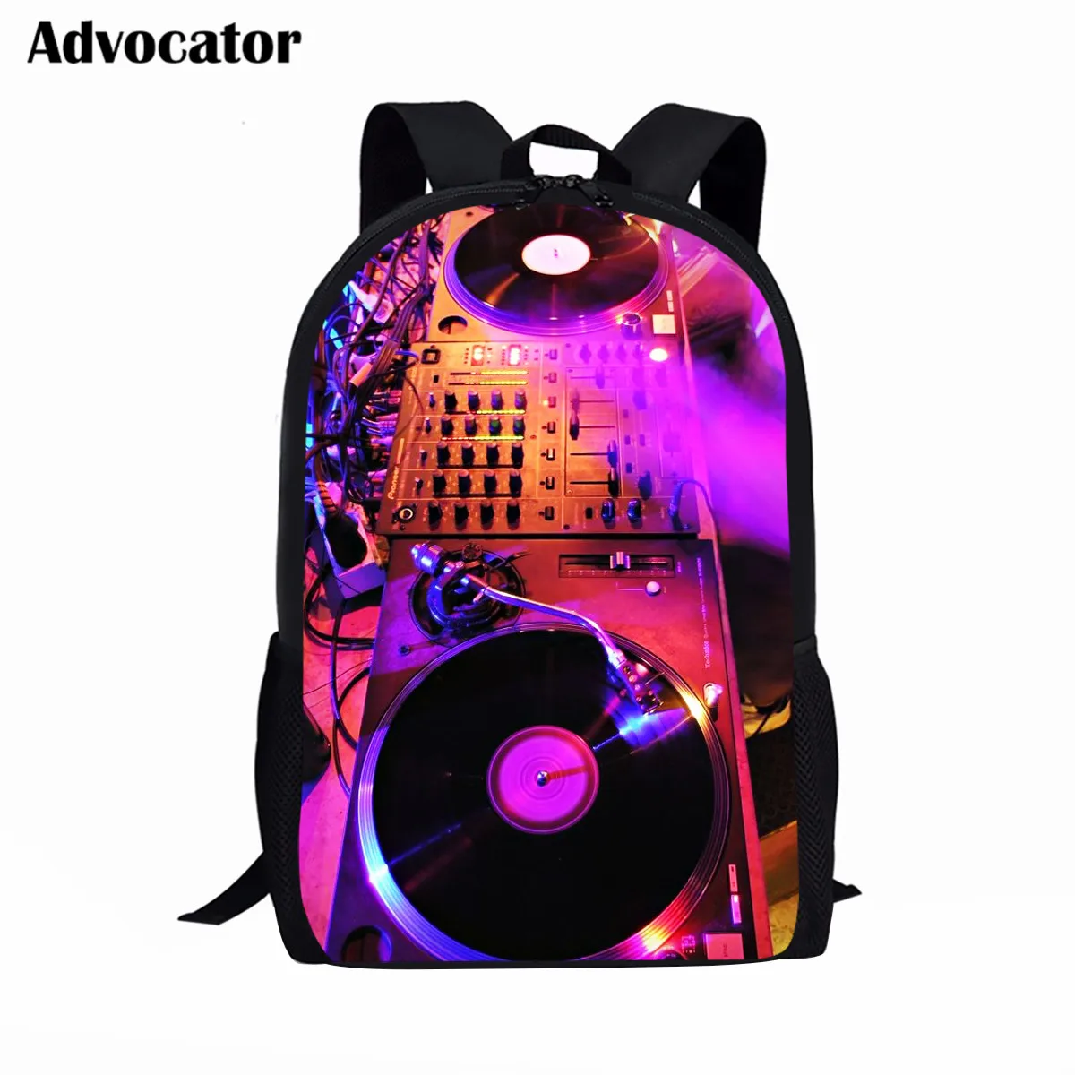 Advocator DJ Audio Electronic Guitar Rock-n-roll Pattern Schoolbags for Teenager Waterproof School Bags Boys Backpack Satchel