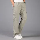 Брюки мужские с эластичным поясом, Длинные Мешковатые прямые штаны-карго, джоггеры с несколькими карманами, большие размеры 4xl 5xl 6xl, летние