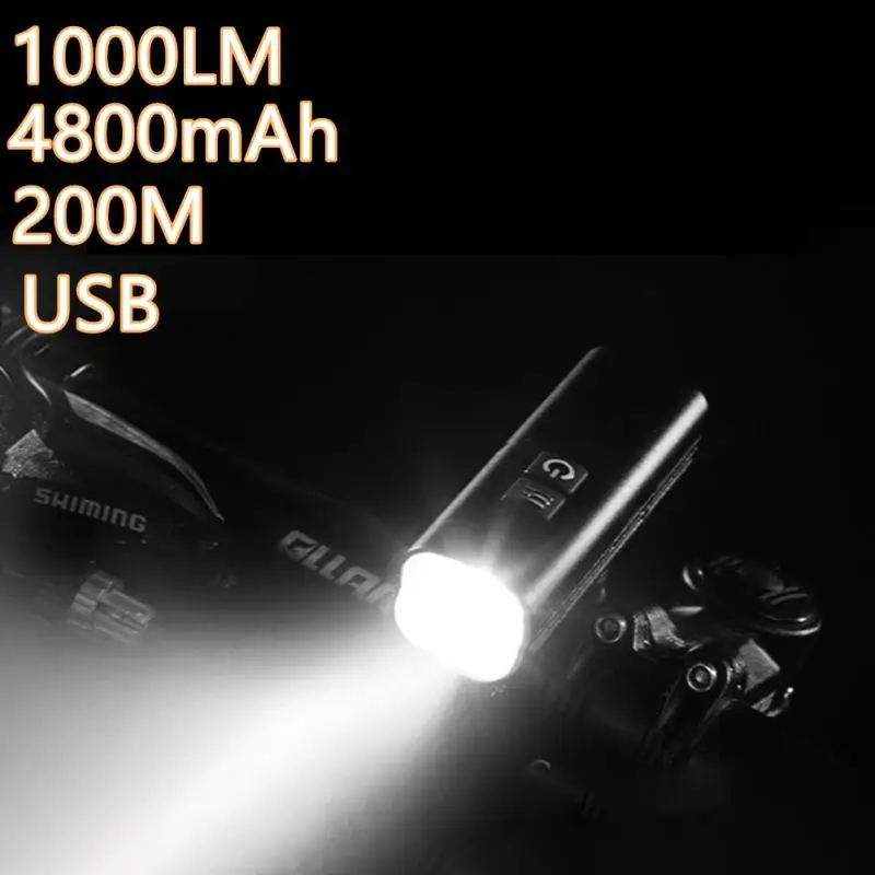 

Светильник велосипеда 1000 Люмен USB зарядка 4800 мА/ч фара велосипеда IPX6 Водонепроницаемая алюминиевая фара велосипеда 200 м