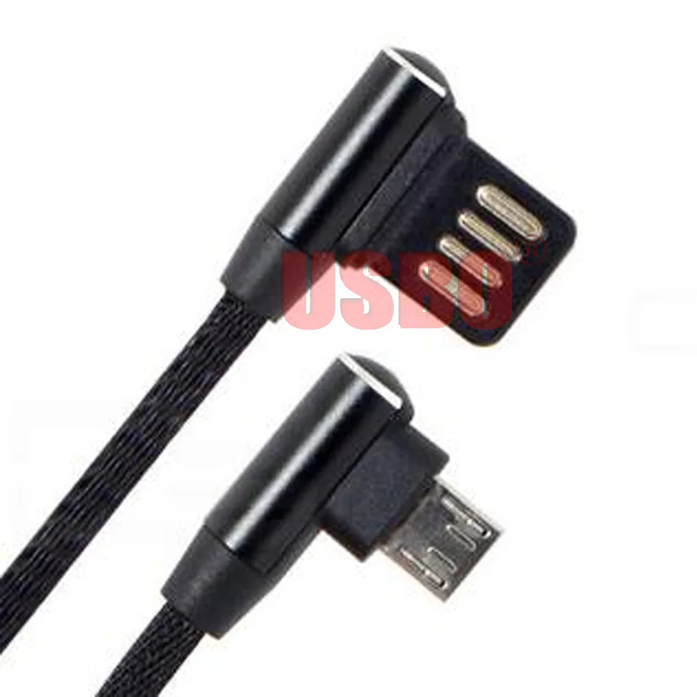 Поставка черный нейлоновый тканый Сетчатый Чехол 15 см двойной локоть микро USB к V8