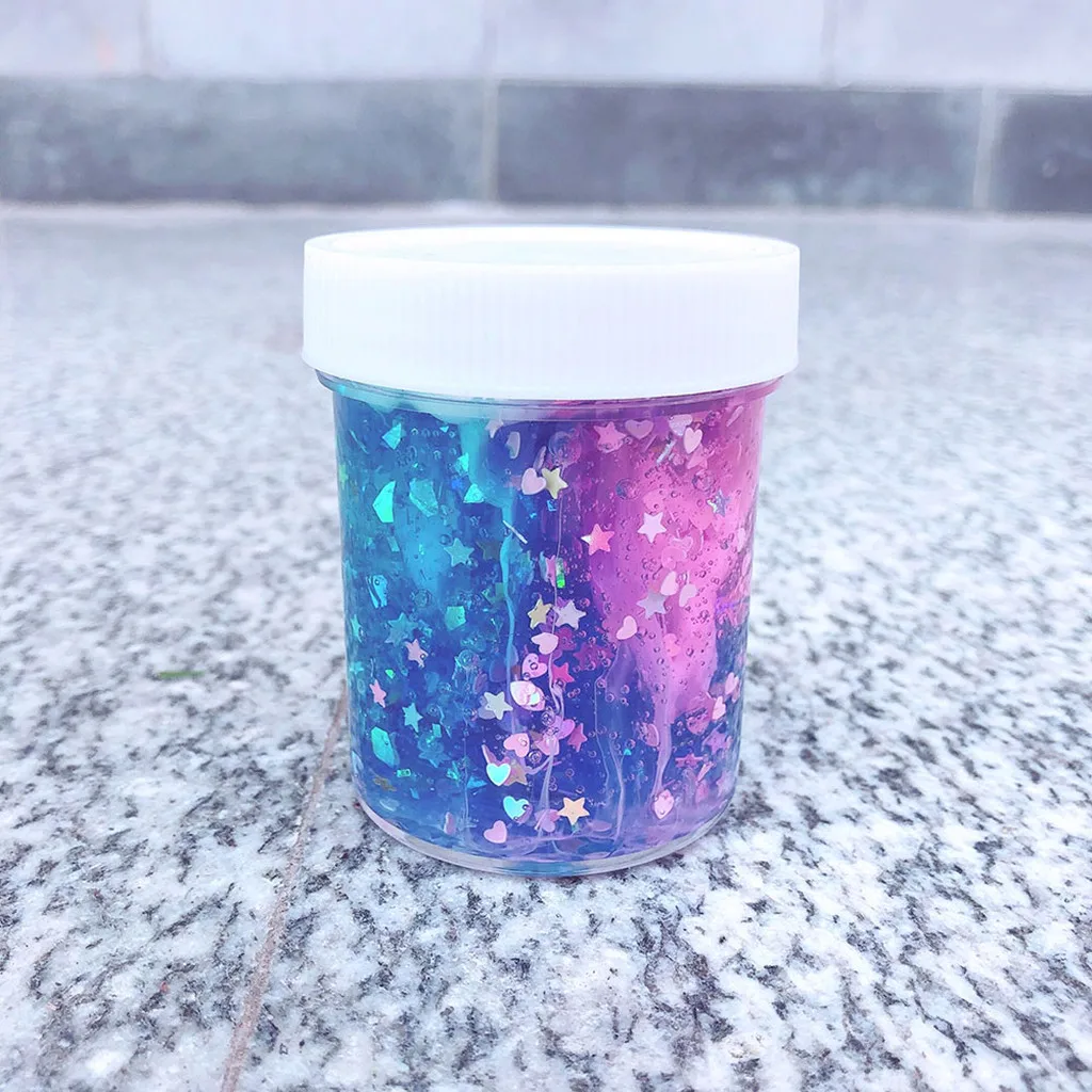 Смешивание облаков слизь моделирование глина наполнитель прозрачная коробка