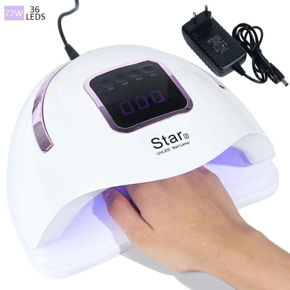 72 Вт Сушилка для ногтей Маникюрные УФ светодиодные лампы с таймером памяти умные