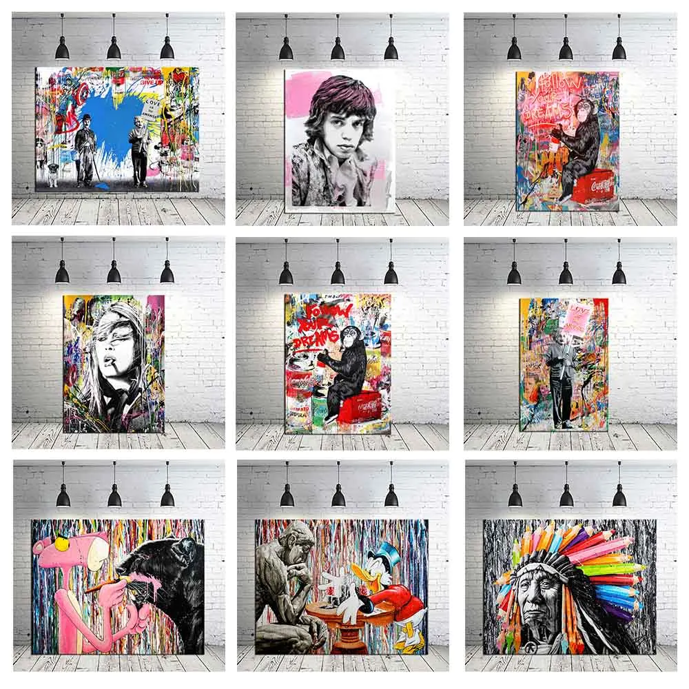 Индивидуальное граффити Абстрактная Картина на холсте плакаты и принты