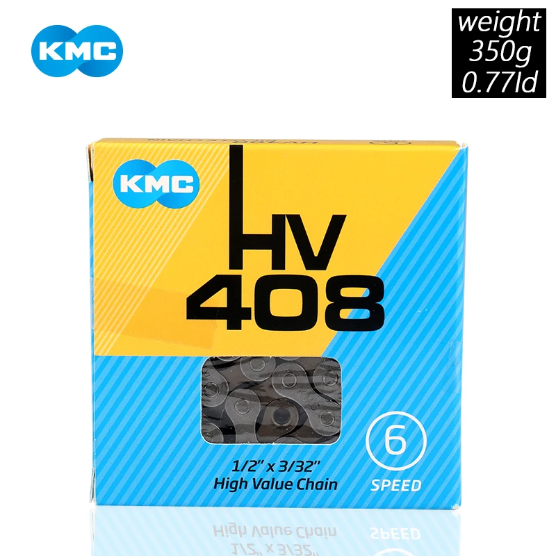 

Цепь велосипедная KMC HV408, 6/7/8 скоростей, для горного велосипеда, шоссейного велосипеда, для Shimano, SRAM 116L, серебристая