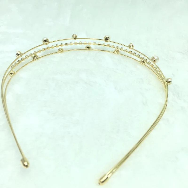 

Thin Hairbands Three Layers Metal Rhinestones Pearl Sweet Crystal Hairband Hair Hoop Shiny Hair Accessories Headwear Hairbands
