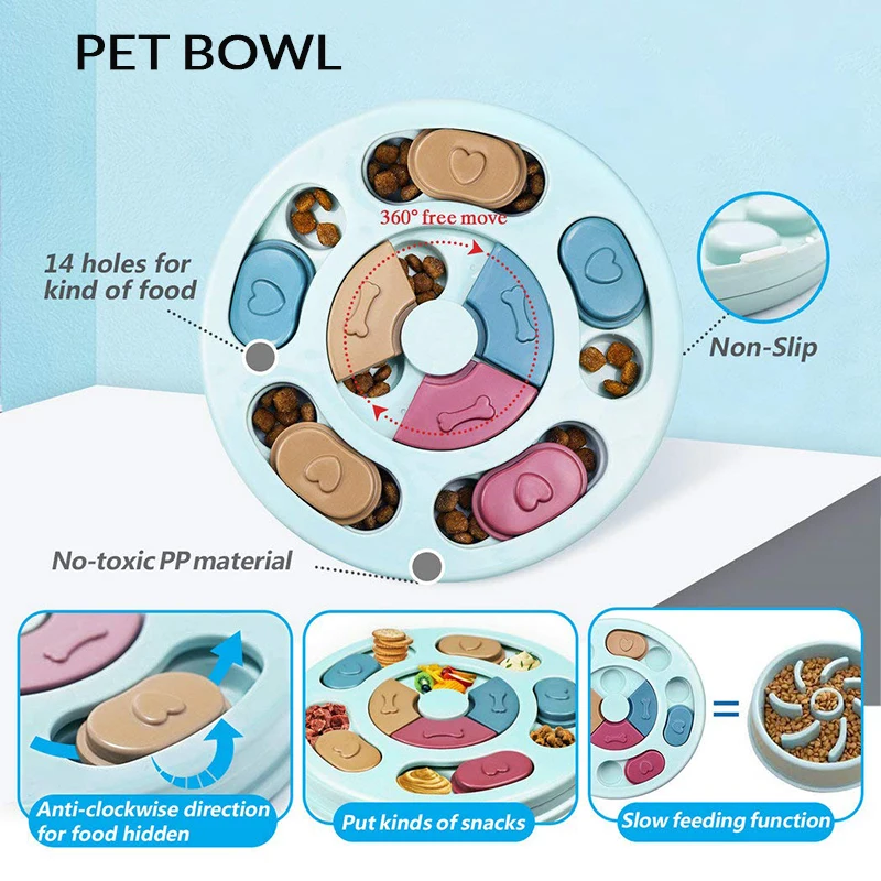 

New Toy Dog Rotary Food Chokeproof Dog Bowl Anti Choking Slow Food Dog Bowl Cereal Dispenser Educational Toys Food Turntable