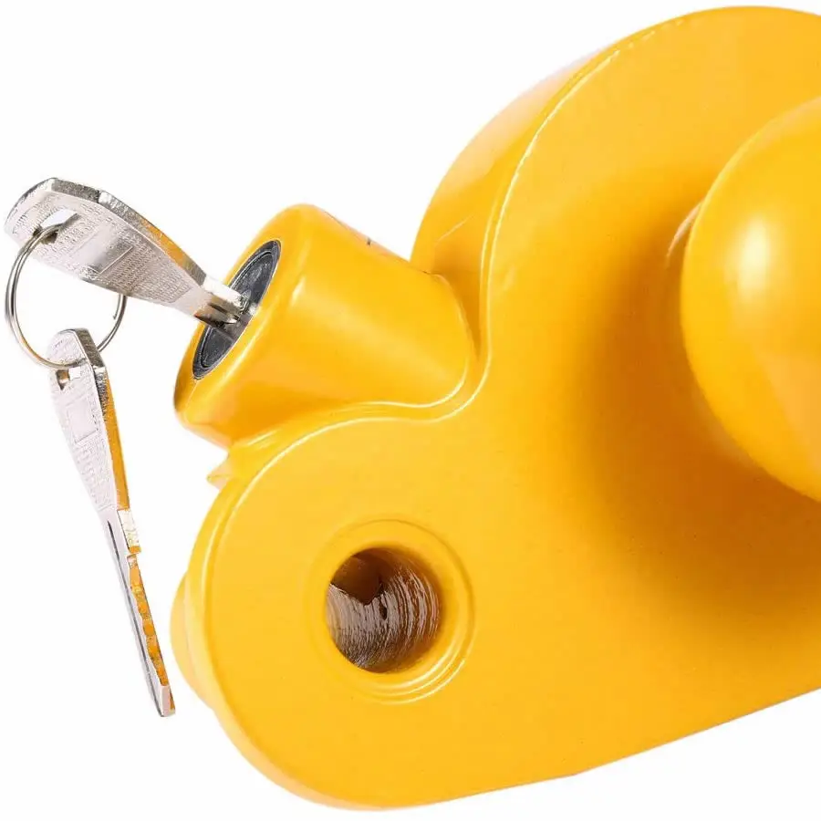 Trailer Hitch Lock with 2 Keys Fits 1 7/8&quot 2&quot and 5/16&quot Adjustable Storage Security Heavy Duty Steel Yellow Chrome|Детали и