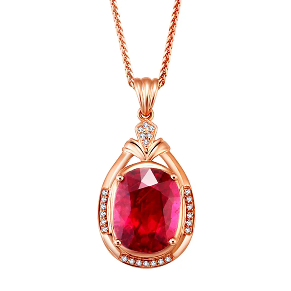 

BIG LUXURY RUBY GEMSTONES RED CRYSTAL AAA ZIRCON DIAMONDS PENDANT NECKLACES FOR WOMEN ROSE GOLD CHOKER JEWELRY BIJOUX BAGUE GIFT