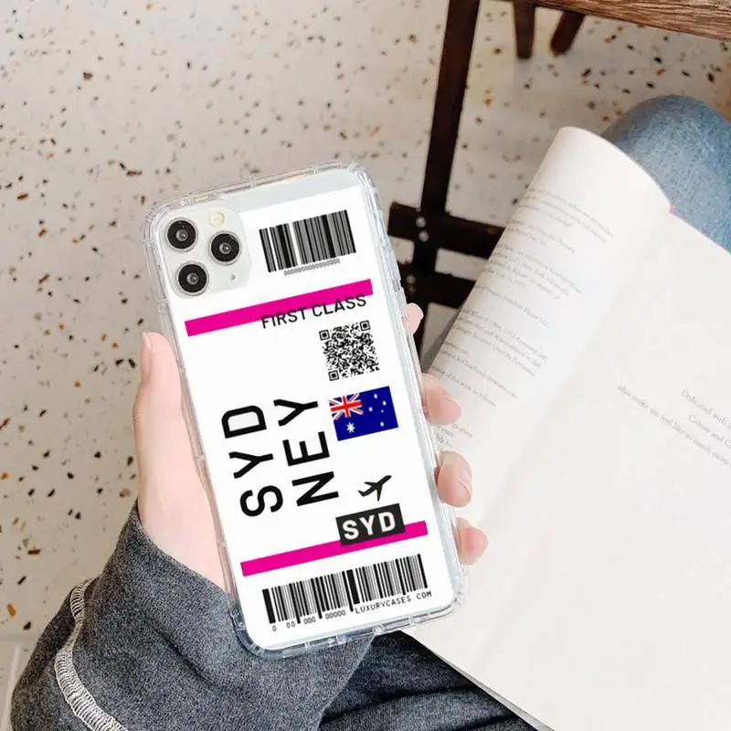 

Air ticket fashion Phone Case Transparent for iPhone 11 12 mini pro XS MAX 8 7 6 6S Plus X 5S SE 2020 XR