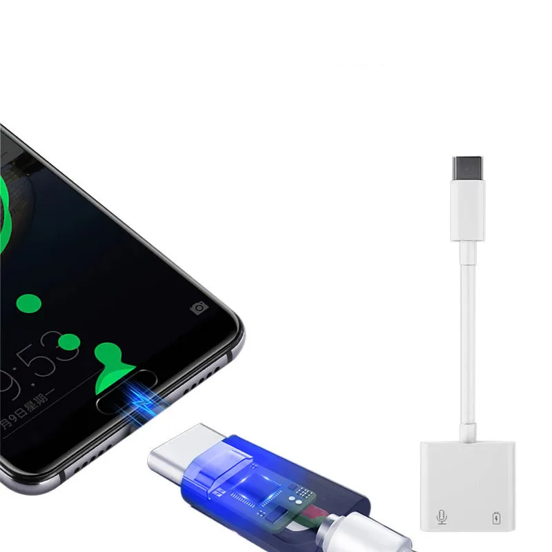 Dual USB Type C Splitter DAC 2 in 1 Audio Fast Charge to 3.5mm Headphone Adapter for Google Pixel Huawei Xiaomi Oneplus | Компьютеры и