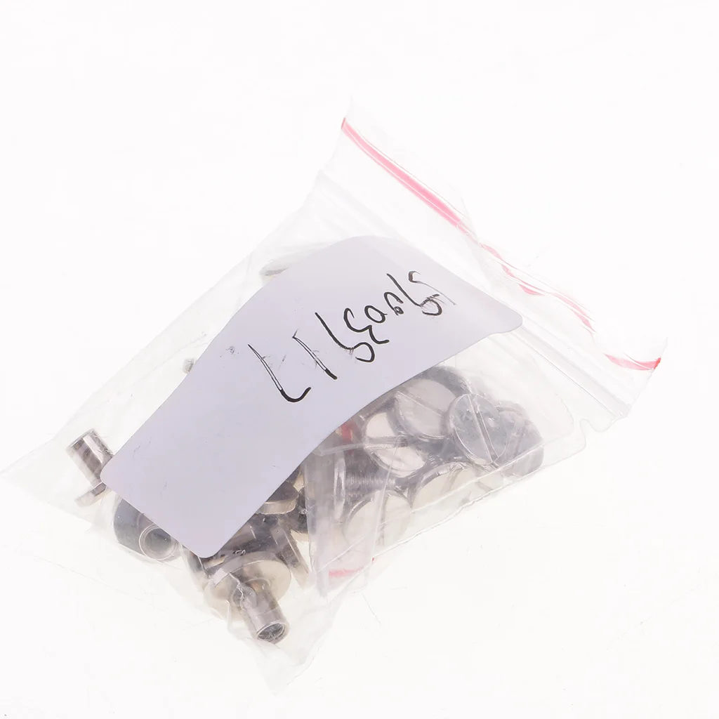 

20 Sets Round Flat Studs and Spikes Metal For Leathercraft Punk DIY 8mm