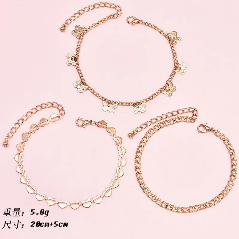 

Trendy Summer Multi-layer Metal Butterfly Heart Chain Anklets for Women Ankle Accessories Jewelry Gift