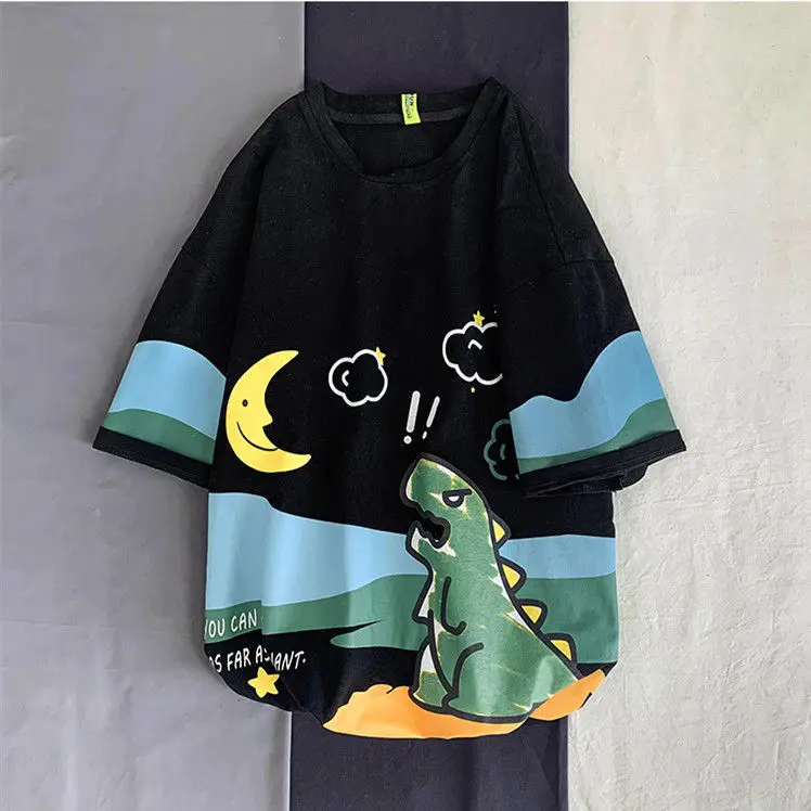 

Boy's Short-Sleeved T-shirt 2021 Summer New Korean Style Children's Cartoon Printed round Neck T-shirt