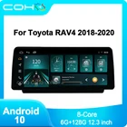 12,3 'coho Android 10 4G Автомобильный радиоплеер навигация GPS для Toyota RAV4 RAV 4 2018-2020 1920*720 8-ядерный 6G + 128G радио мультимедиа