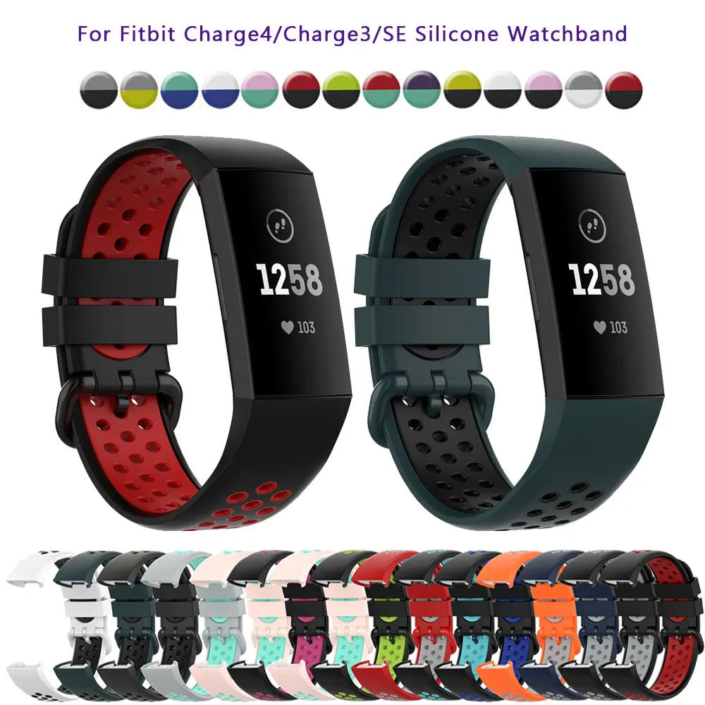 

Silicone Strap For Fitbit Charge 3 4 Smartwatch Band Watchstrap Watch Bracelet Wristband SDual-color Sports Breathable