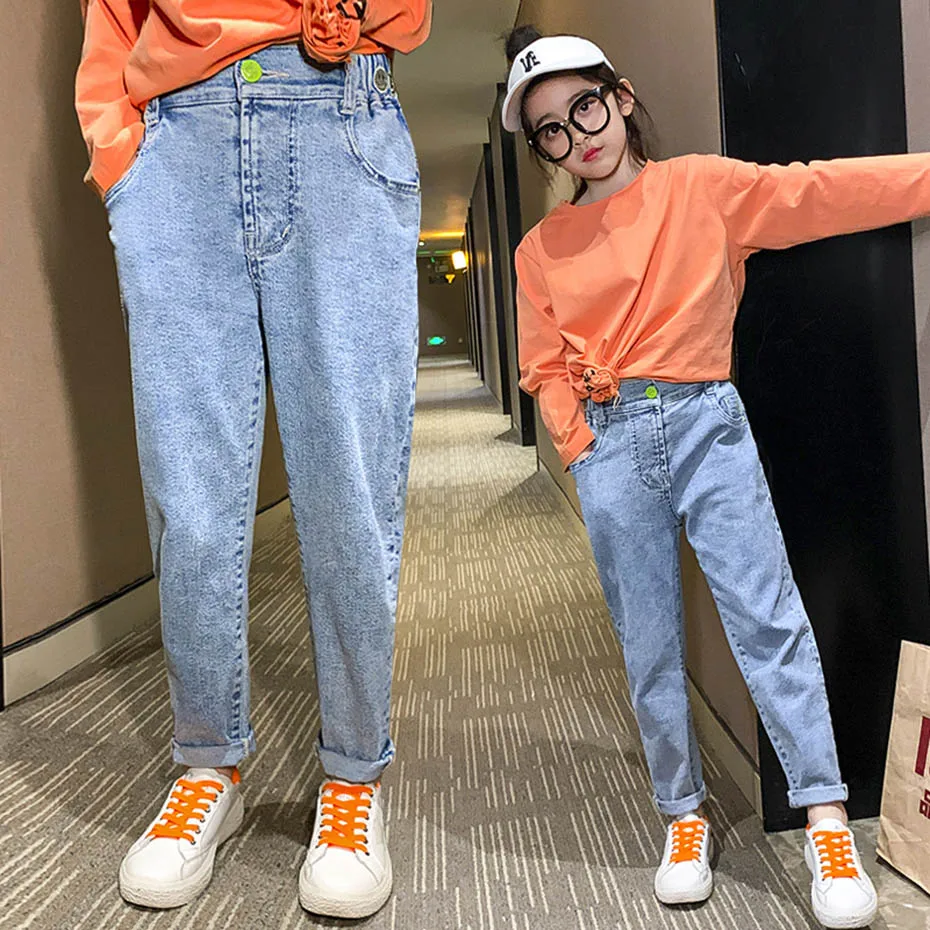 Джинсы для девочек новинка 2020 детские джинсы Повседневные узкие одежда