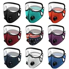 Фильтры PM 2,5 с активированным углем, маска для лица с прозрачными очками, дышащая сетчатая маска для защиты от загрязнения, для велосипеда, для спорта на открытом воздухе и тренировок