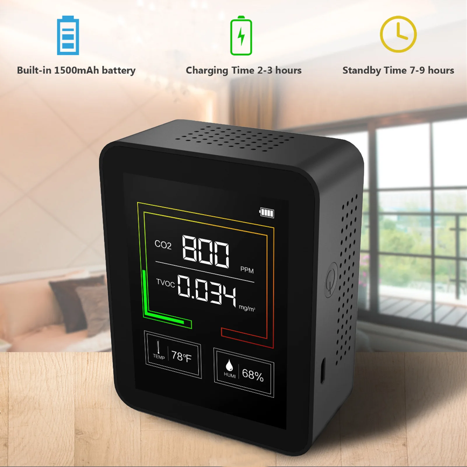 

Gas Detector Carbon Dioxide Meter Temperature/Humidity Air Quality Monitor Digital CO2 Detector Air Analyzer Air Quality Monitor