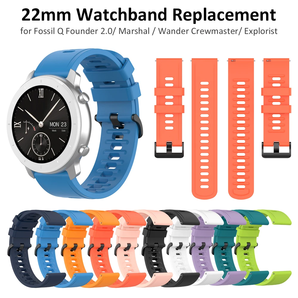 Ремешок силиконовый для LG G Watch Urbane Asus Zenwatch 2 Fossil Gen 5 Carlyle Pebble Time Vivoactive 4 Ticwatch Pro 22