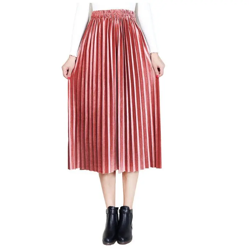 Женская плиссированная юбка Lucyever винтажная Однотонная с высокой талией новая