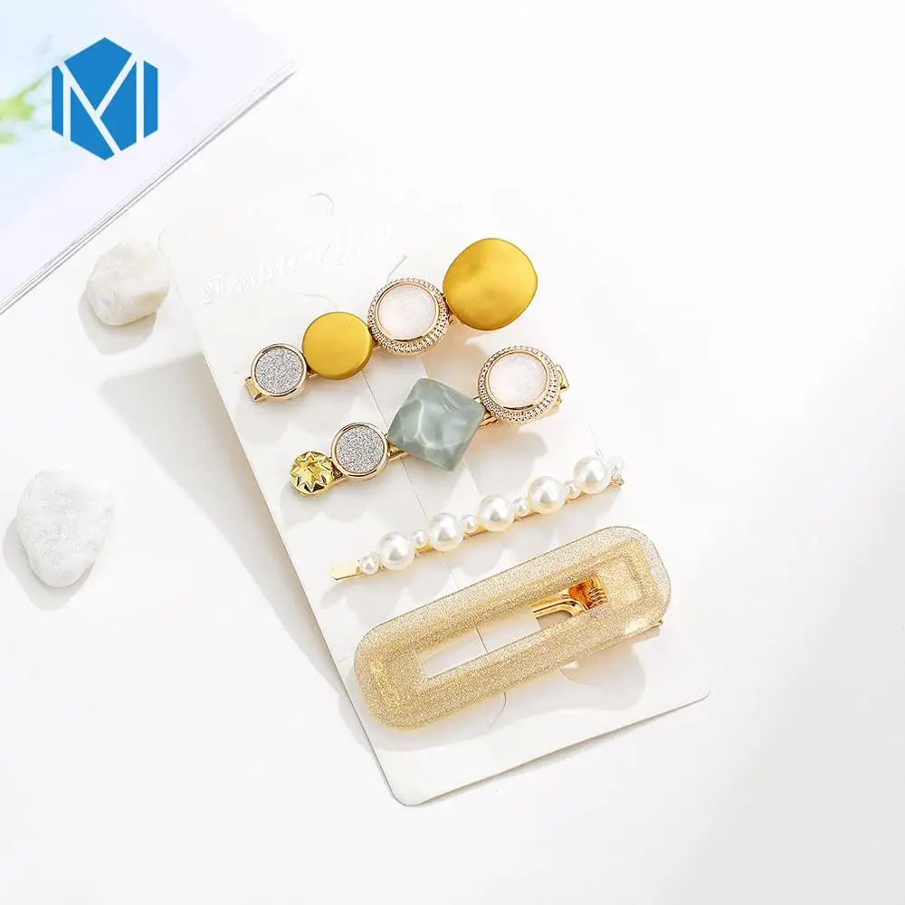 4pcs square yellow M MISM INS Круглый корейский Кристалл Сплав заколки для волос Макарон цвет заколки BB шпильки Заколки для женщин обувь девочек аксессуары для волос - Цвет: 4pcs square yellow
