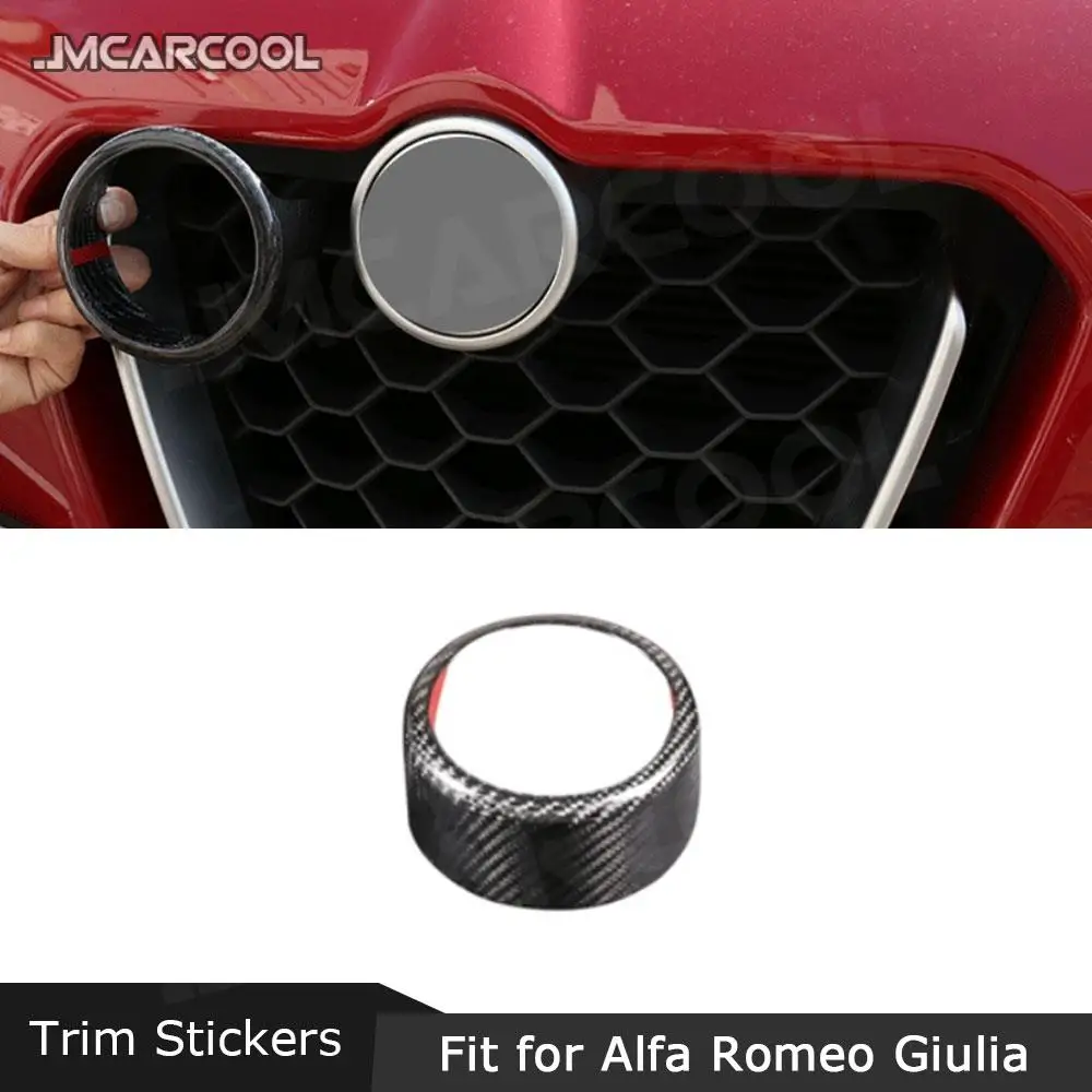 

Carbon Fiber Material Front Bumper Car Logo Decoration Ring For Alfa Romeo Giulia 2017 2018 2019 ABS Carbon Look Ring