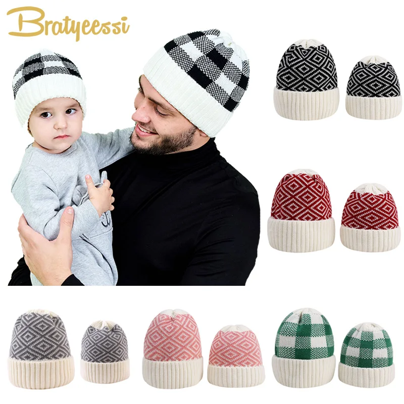 

Father Mother Kids Winter Cap Baby Beanie Knitted Kids Hat for Girls Boys Accessories Infant Bonnet Children Winter Hats 0-3Y