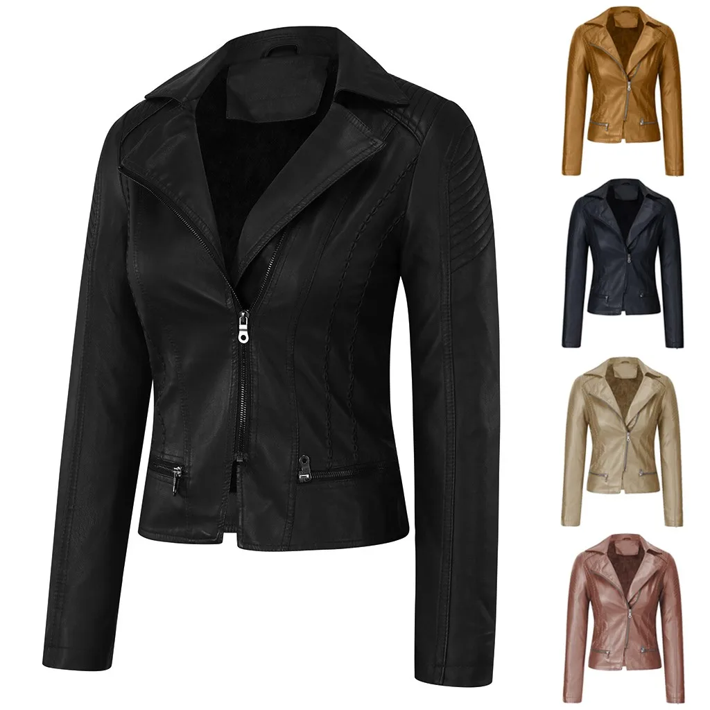 Женская модная куртка повседневное короткое пальто из искусственной кожи на