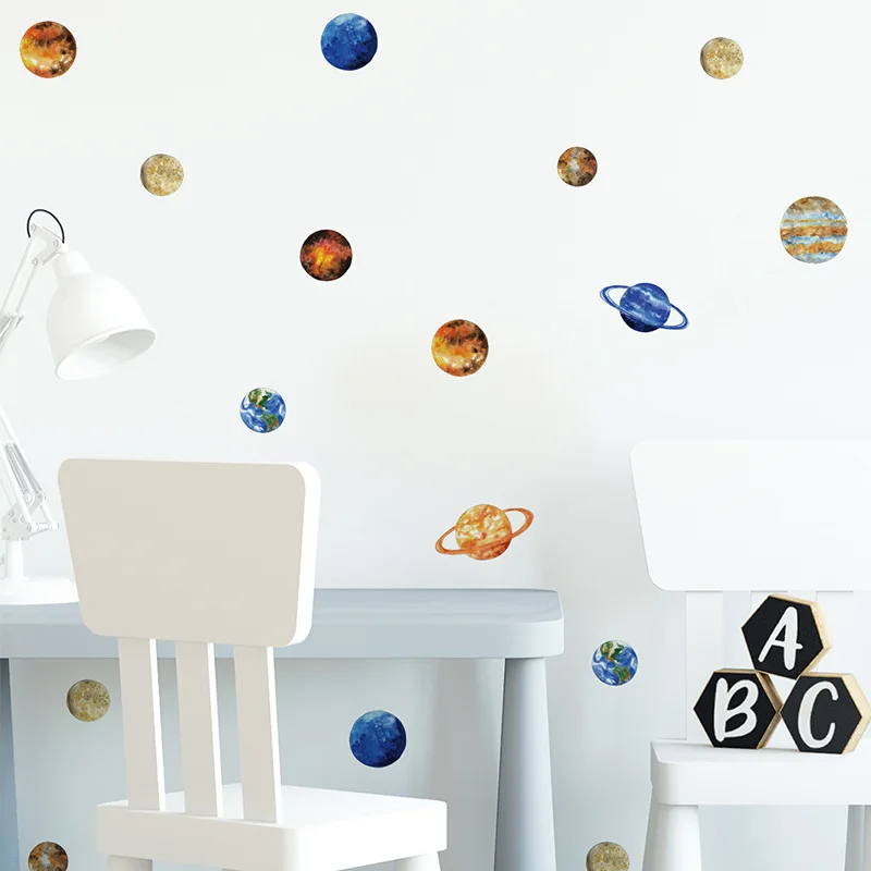 9 шт детские наклейки на стену Вселенная девять планеты детский сад Лестница