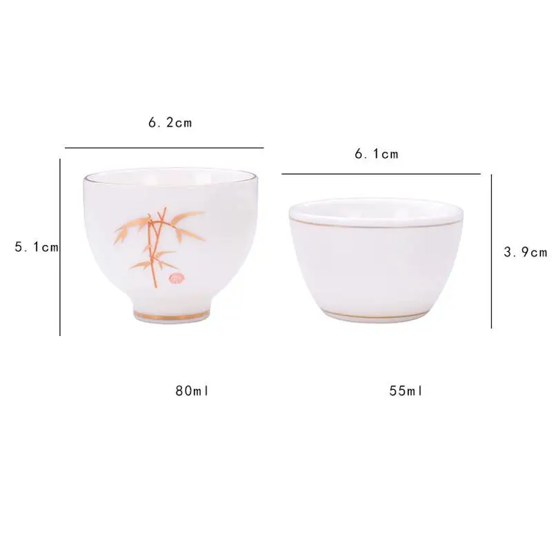 White Porcelain Tea Cup Traditional Chinese Style Pattern Teacup Bowl for Puer Kung Fu Set Accessories Teaware Drinkware | Дом и сад
