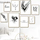 Черно-белая стена художественная роспись Абстрактная линии Печать холст рука об руку плакат Цитата Плакаты пара Гостиная украшения