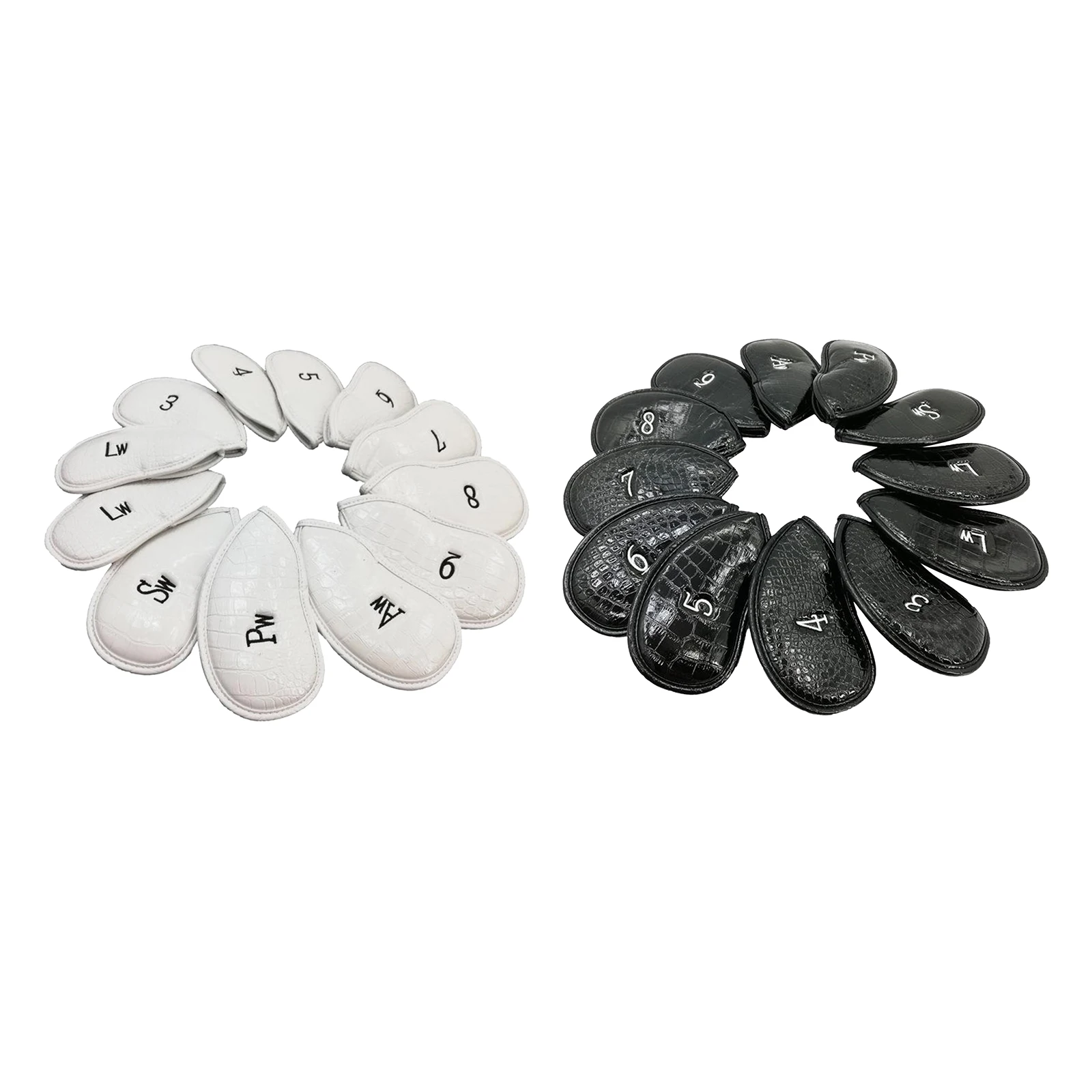 

12 Pcs/Set Golf Club Headcovers Iron PU Leather Golf Head Covers for Men Women Black White Universal Fit All Irons Clubs