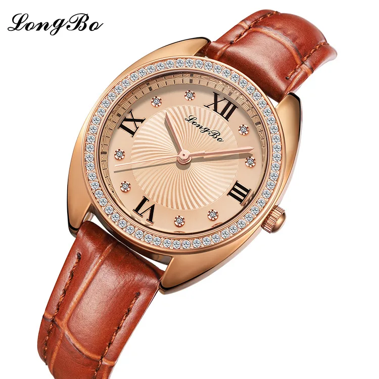 

Luxury Leather Water Resistant Sports Lady Wrist Watch,Free Shipping Top Quality Women Leather Rhinestone watches 83358