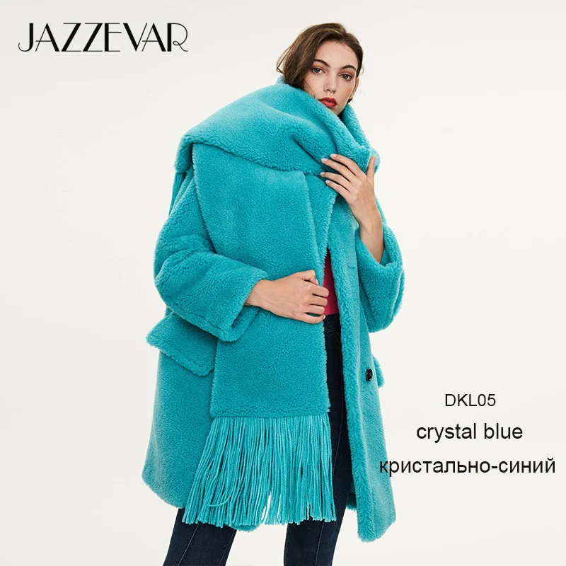 blueDKL05 JAZZEVAR Зимнее новое поступление пальто с мехом женская одежда высокое качество средней длины теплое зимнее пальто K9064 - Цвет: blueDKL05