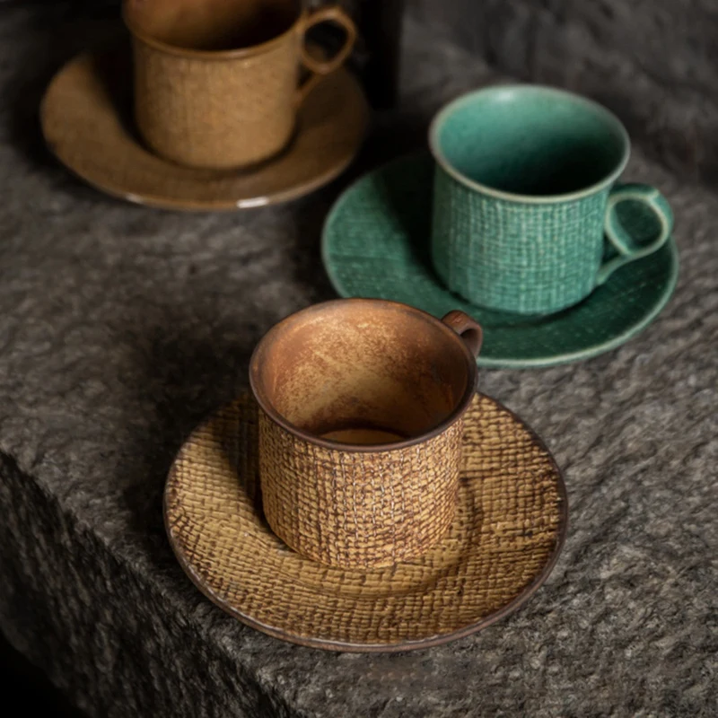 Японская Классическая винтажная чашка и блюдца керамика простой стиль