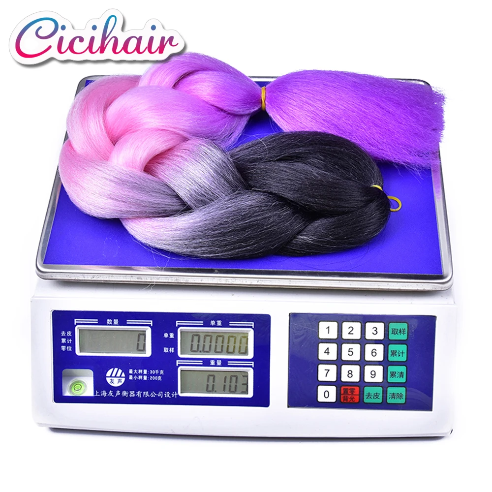 Synthetic Crochet Braids Hair Jumbo Braiding Extensions Support Wholesale Pink Green Yellow Ombre 100g 24&quot |