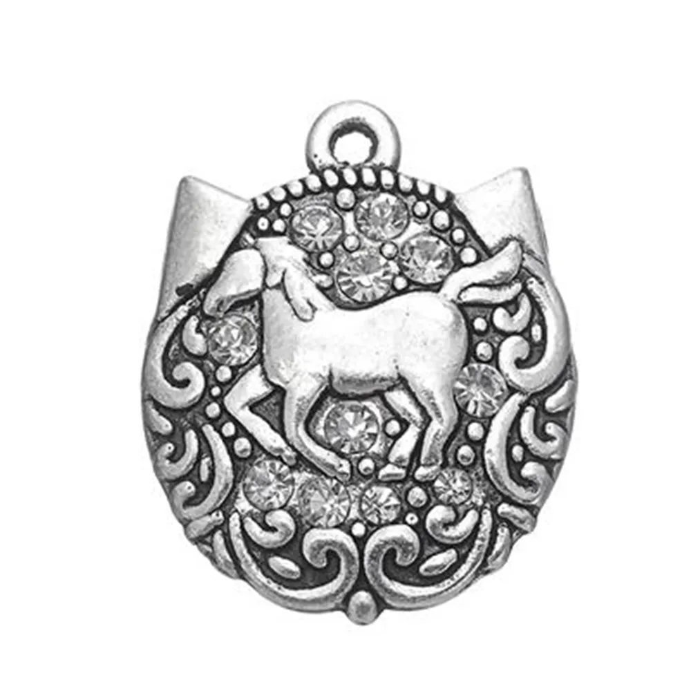 2020 Серебряный покрытый гравированный в форме лошадок животных винтажные
