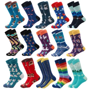 Лидер продаж, классические осенне-зимние мужские носки с мультяшным рисунком, модные новые носки из чесаного хлопка