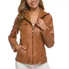 Куртка женская однотонная с капюшоном, куртка со съемным капюшоном, двойной молнией и карманами на завязках, Повседневная Уличная одежда