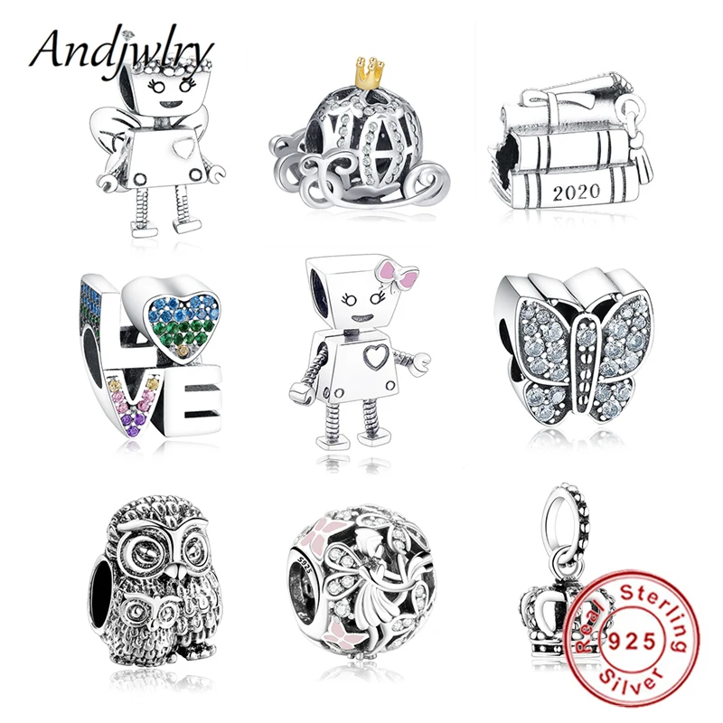 

925 Sterling Silver Robot Girl Bella Bot Charm Fits Original Pandora Charms Bracelet Bead Pendant DIY Jewelry Making Berloque