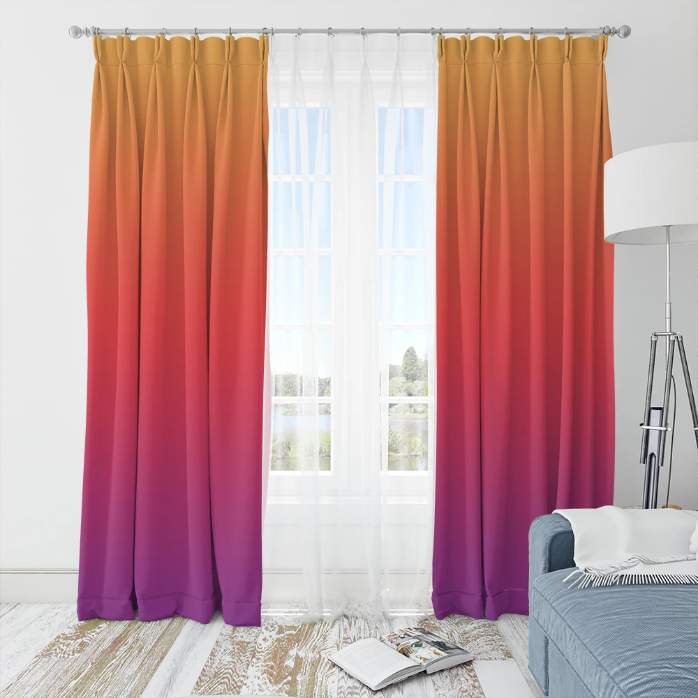 

Europe Morden Gradient Color View Curtain for Bedroom living room Shading Window Custom Made for Home Decoration