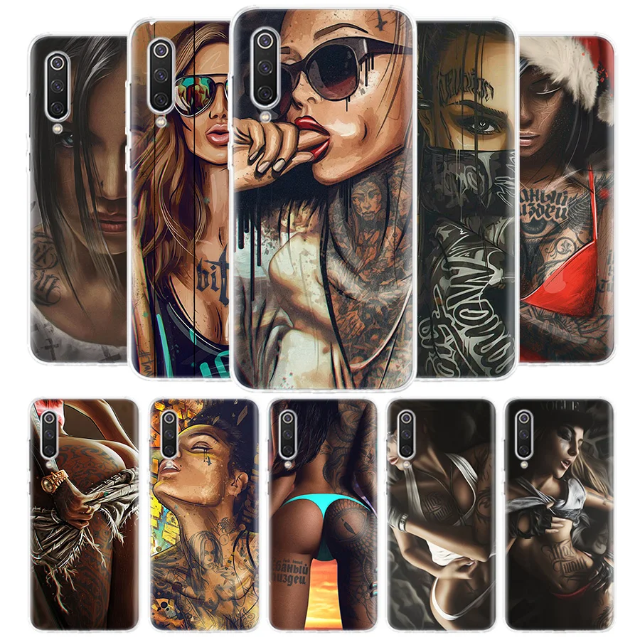 

Sexy Sleeve Tattoo Girls Cool Cover Phone Case for Xiaomi Redmi Note 9S 10S 11 10 9 8 Pro 8T 7 6 9A 9C 9T 7A 8A 6A K40 Luxury